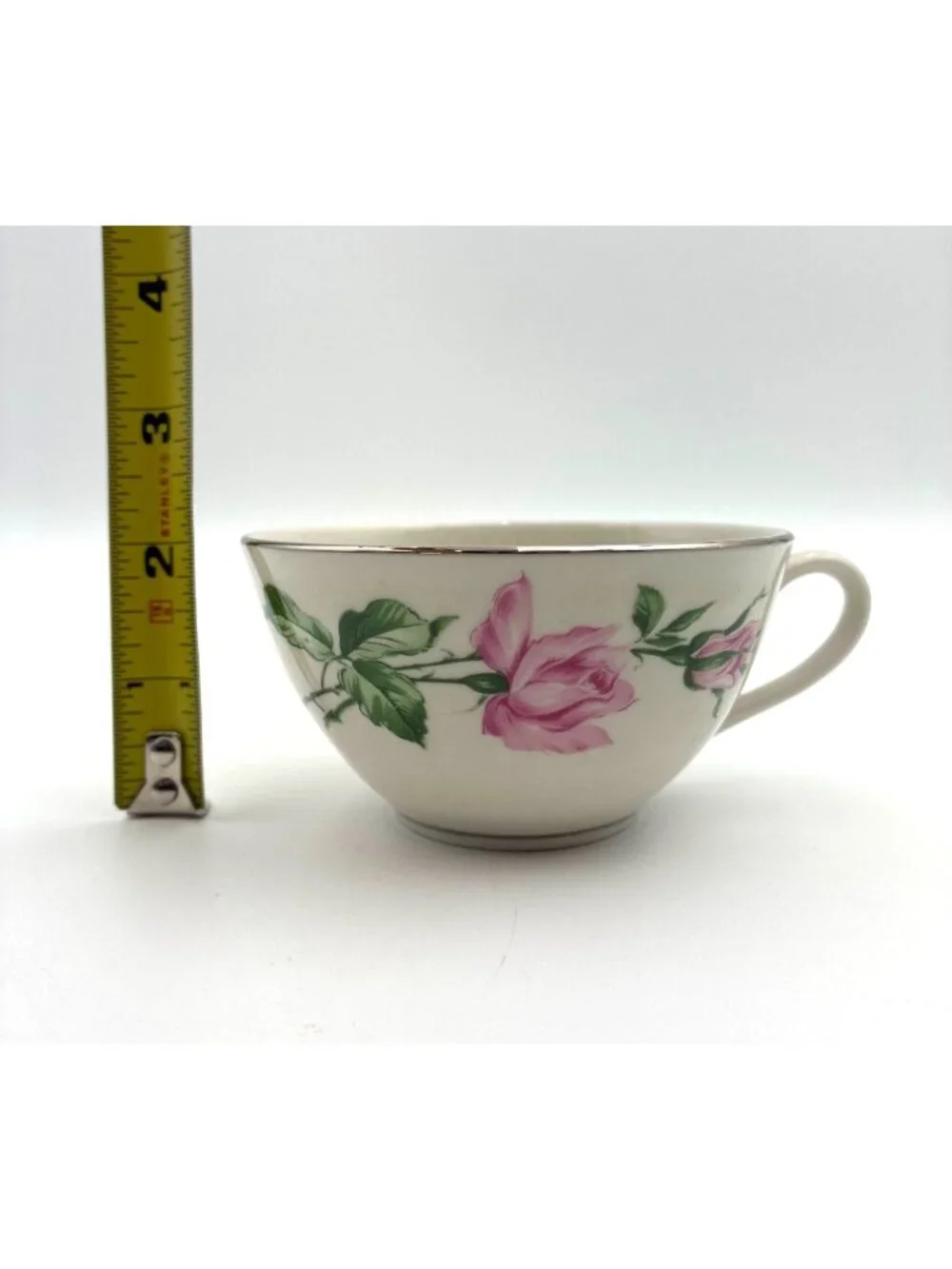 Vintage Youngsware YOU1 China Pink Rose Teacup & Saucer Set Of 3 6 Oz Capacity